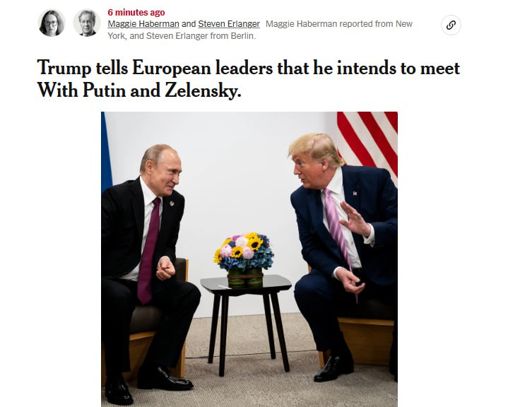 Trump se hodlá osobně setkat s Putinem už příští týden, — The New York TimesKrátce poté ...