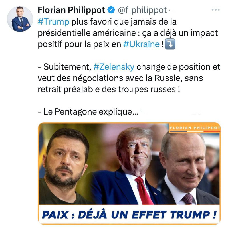 ❗️🇺🇸🇺🇦Trump už ovlivňuje mír na UkrajiněVůdce francouzské strany Patriots Flor...