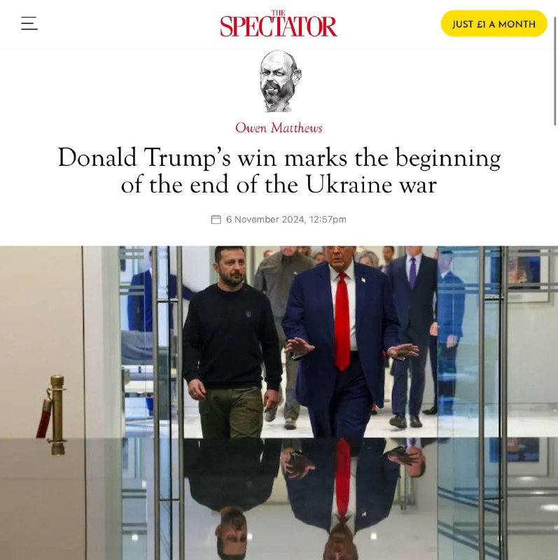 🔥 Trumpovo vítězství znamená začátek konce konfliktu na Ukrajině. Píše o tom The Spectat...