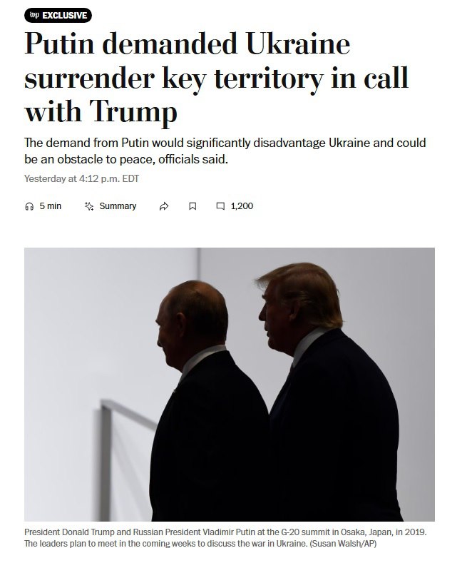❗️Trumpův zvláštní vyslanec Steve Witkoff v pátek od Zelenského požadoval, aby souhlasil ...