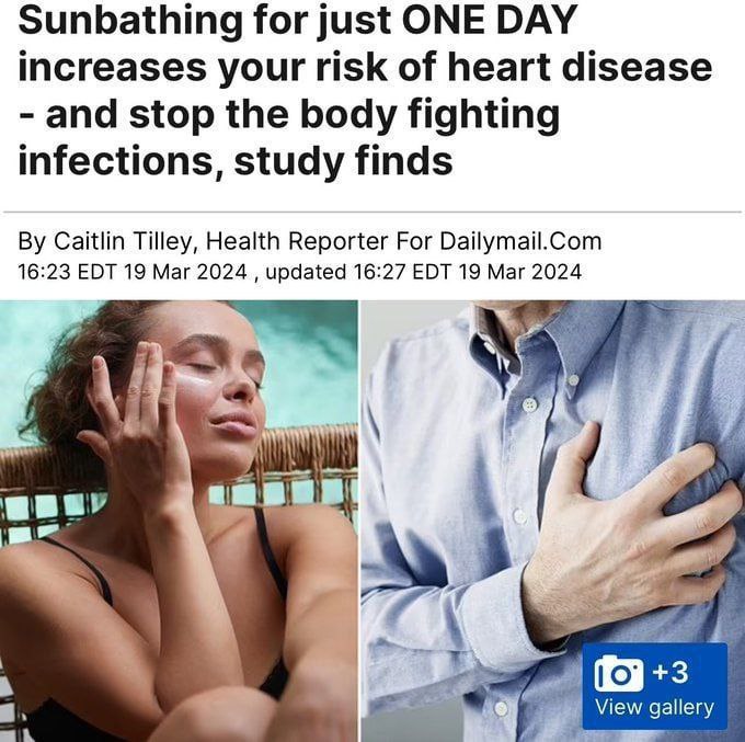 Ty kecy, co říkají 🤣Dailymail👇Opalování jen JEDEN DEN zvyšuje riziko srdečních onemocn...