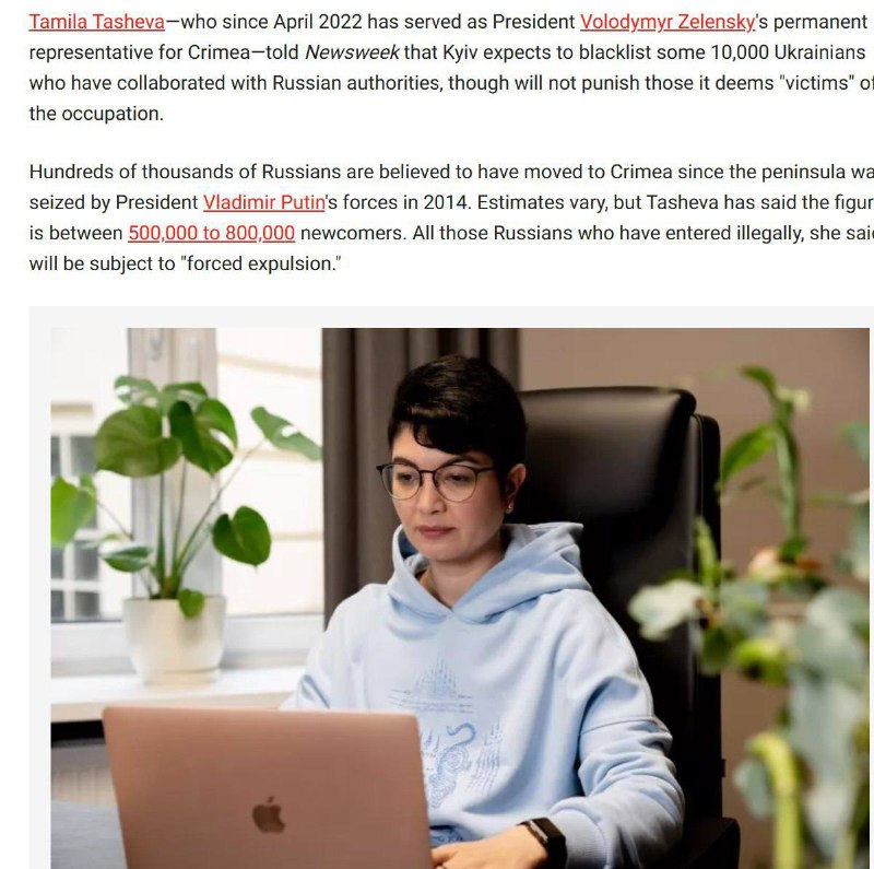 Ukrajina chce vyhnat až 800 000 Rusů, pokud se zmocní Krymu. Uvedl to poradce Zelenského Tashevy...