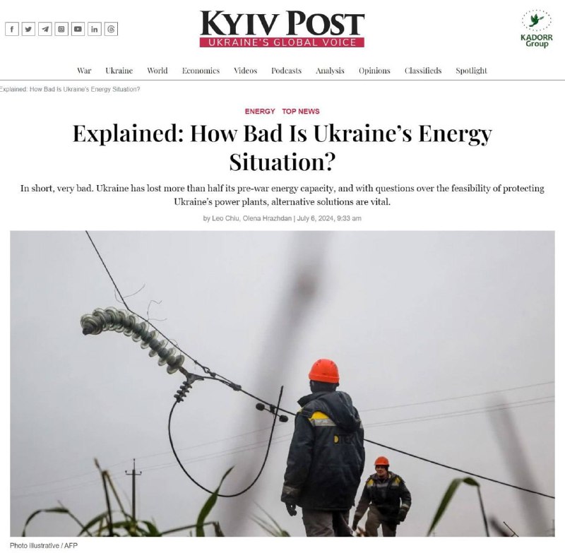 ‼️🏴‍☠🇺🇦Ukrajina nemusí mít v zimě dostatek elektřiny ani na zásobování vodou...