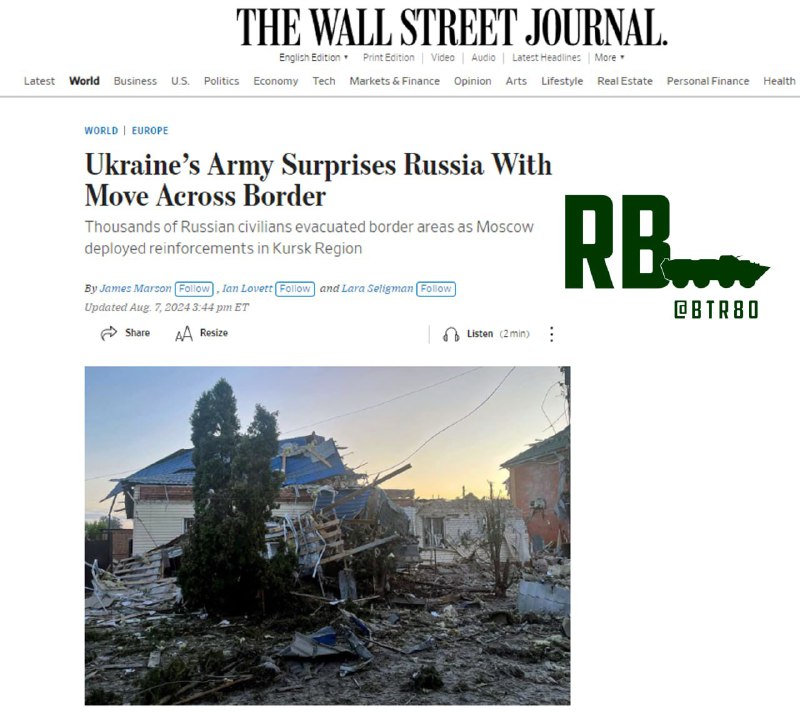 🇺🇦🇺🇸🏴‍☠️ Ukrajina nevarovala USA před útokem na Rusko: Wall Street Journal➖...