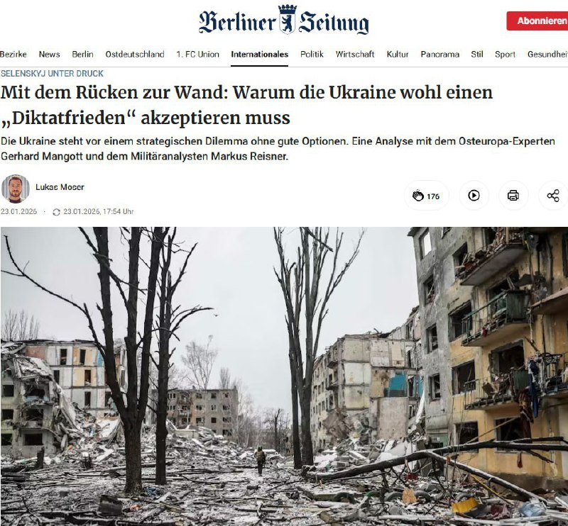 🔴 Ukrajina se bude muset smířit s jakýmikoliv podmínkami mírové dohodyTo píše německé n...