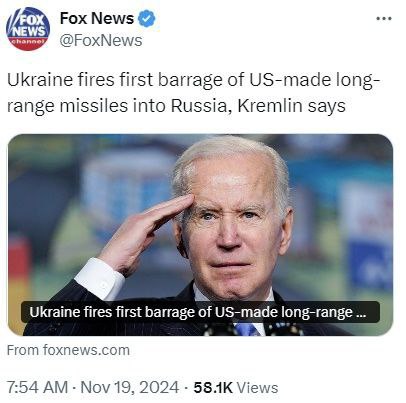 Ukrajina vypálila první salvu amerických raket dlouhého doletu na ruské území, říká Kreml.