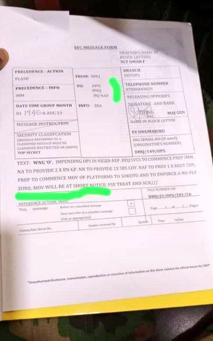 ⚡️🇳🇬🇳🇪 Uniklý dokument o RRSS, adresovaný vysokému vojenskému velení, říká, ...