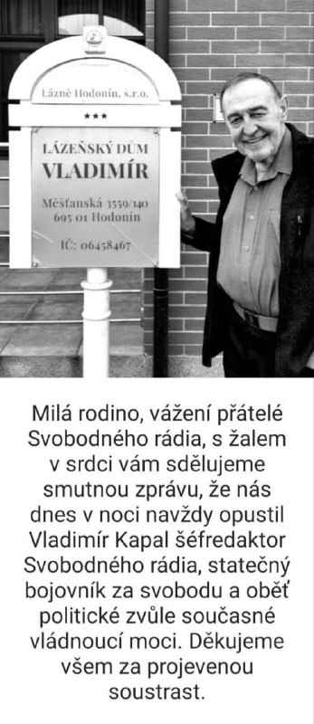 Upřímnou soustrast rodině a všem pozůstalým. Česká alternativa ztratila bojovníka za pravdu...