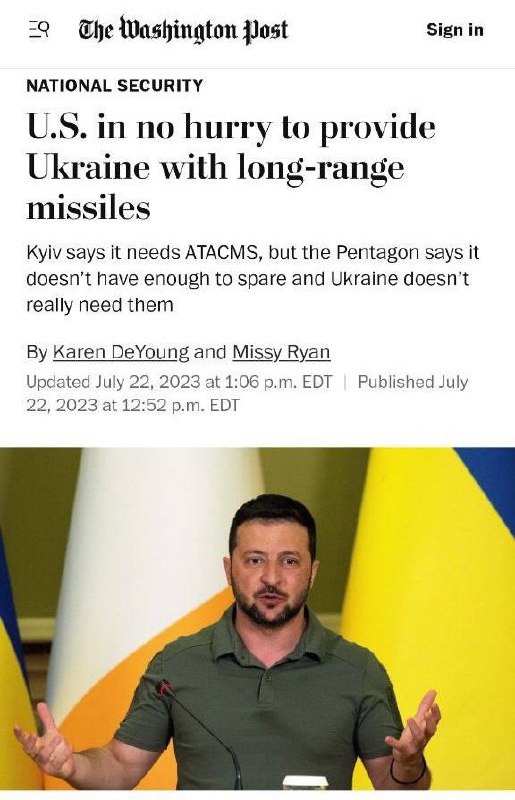 USA nepřesouvají rakety dlouhého doletu ATACMS na Ukrajinu kvůli vlastním malým zásobám tét...