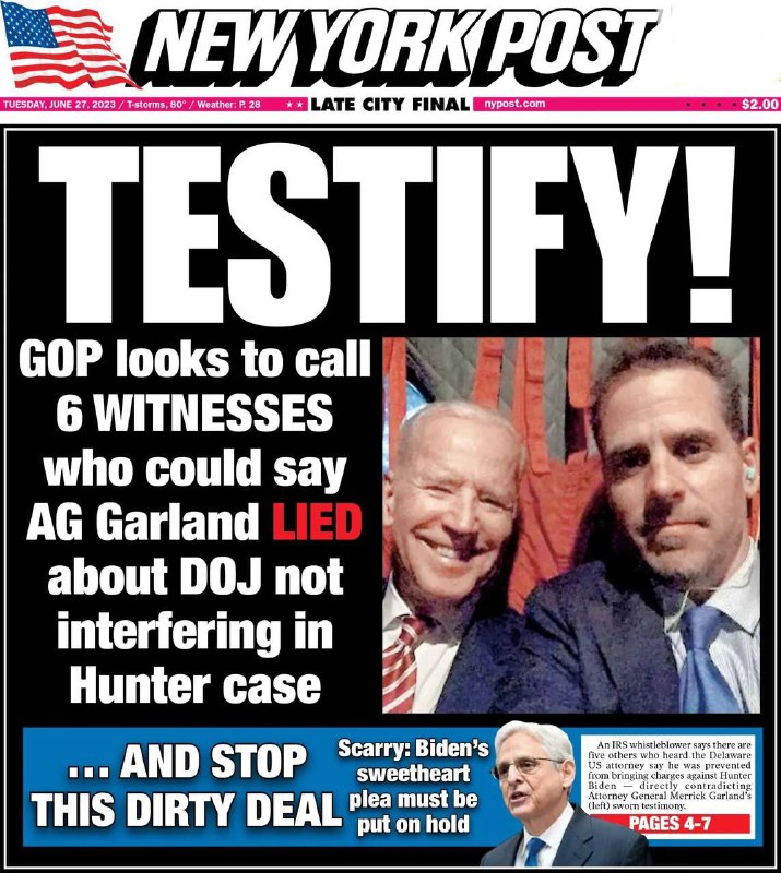 🇺🇸 USA - Včerejší titulní strana NYP. MSM konečně informují o svinstvech rodiny Bidenů...