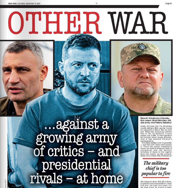 V Daily Mail: "Další válka Vladimíra Zelenského."Z plakátů rozmístěných po měst...