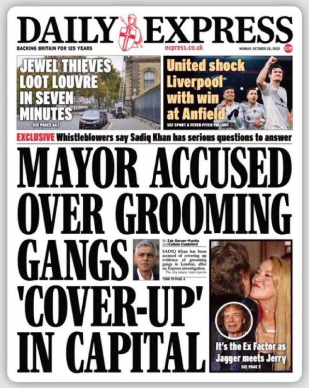 💥🇬🇧 v GB..Nyní explodují Sadiq Khan a Sir Mark Rowley.. 👇První stránka dnešního Da...