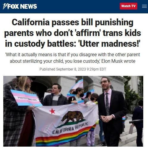 🇺🇸🏳️‍🌈V Kalifornii začnou být rodiče oddělováni od transgender dětí. Státní...