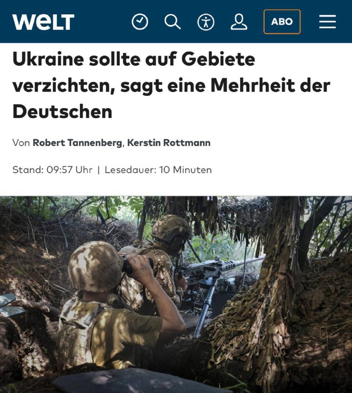⏺️V Německu se stále více ozývají hlasy ve prospěch míru s Ruskem za cenu ústupků Kyjev...