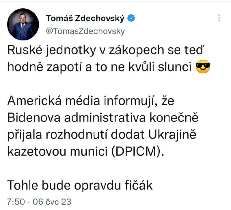 🇨🇿Válečný štváč Zdechovský se zase předvedl.Připomeňme, že kazetová munice je bezo... 🇨🇿Válečný štváč Zdechovský se zase předvedl.Připomeňme, že kazetová munice je bezo...