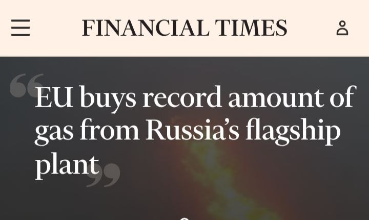 🇷🇺🇪🇺 VÁLKA JE VÁLKA, ALE PLYN PODLE PLÁNUFinancial Times píše, že země EU dosáhl...