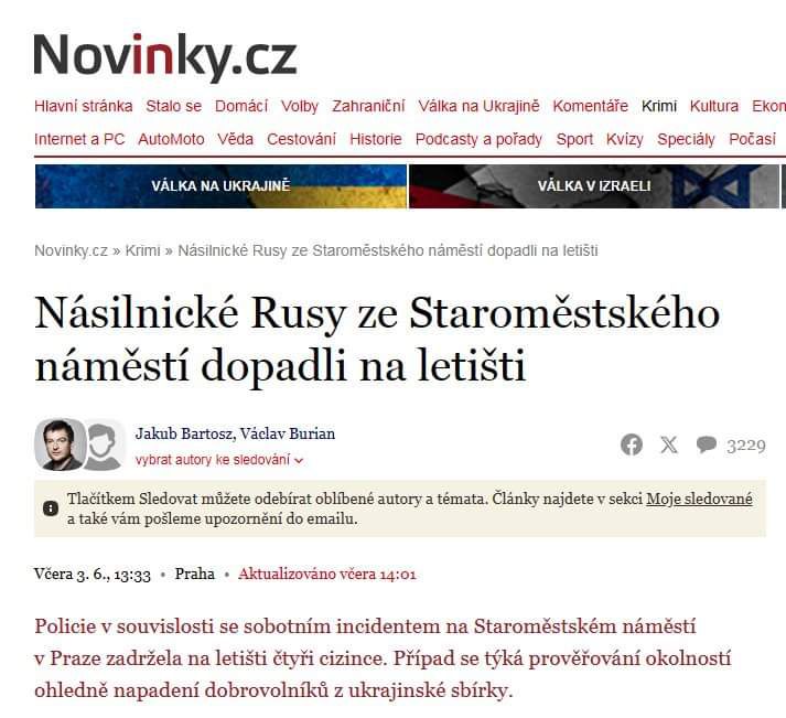 Včera byla plná zpravodajství incidentu na Staroměstském náměstí v Praze, kde měli Rusové ...