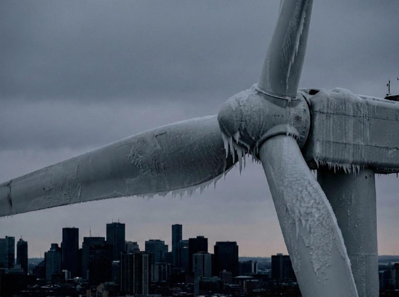 Ve Finsku zamrzly lopatky větrných turbínVýroba elektřiny ve větrných elektrárnách v zemi k...