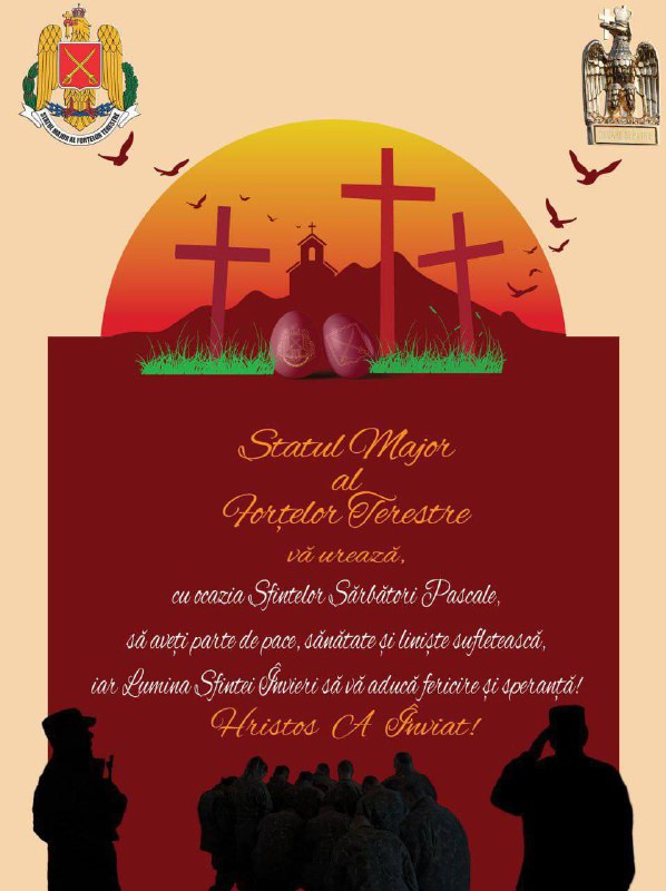 Velení pozemních sil Rumunska poblahopřálo ozbrojeným silám Ukrajiny k Velikonocům fotografi?...