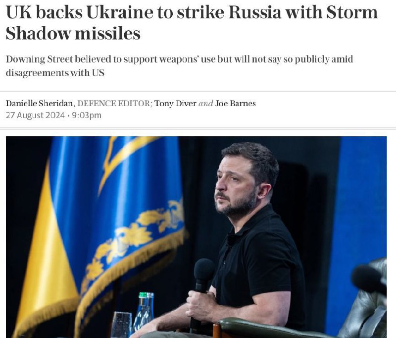 Velká Británie podporuje používání raket Storm Shodow ze strany Kyjeva k útokům na Rusko, al...