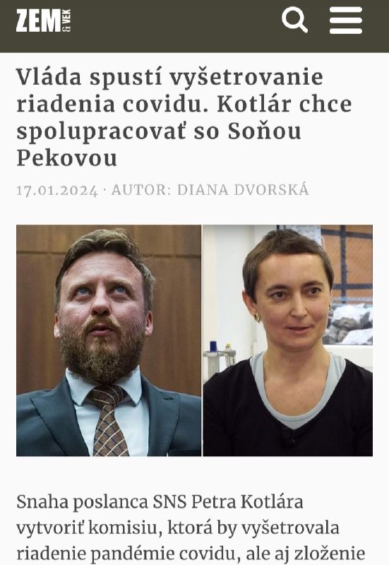 🛑 Vláda spustí vyšetrovanie riadenia covidu. Kotlár chce spolupracovať so Soňou PekovouSnah...