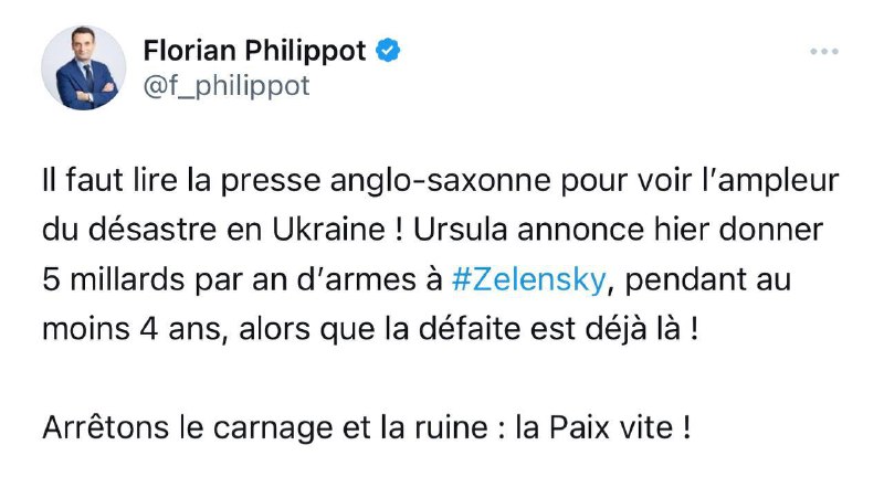 ❗️Vůdce francouzské strany Patriots Florian Filippo:Přečtěte si anglosaský tisk, abyste vi...