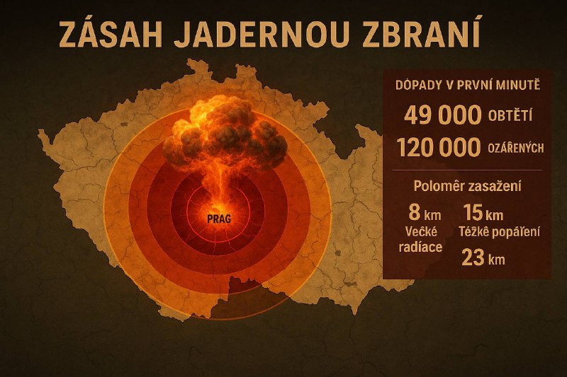 🇨🇿Výbuch o síle 1 Mt odpovídá podobným zónám zasažení (včetně těžkých popálenin...