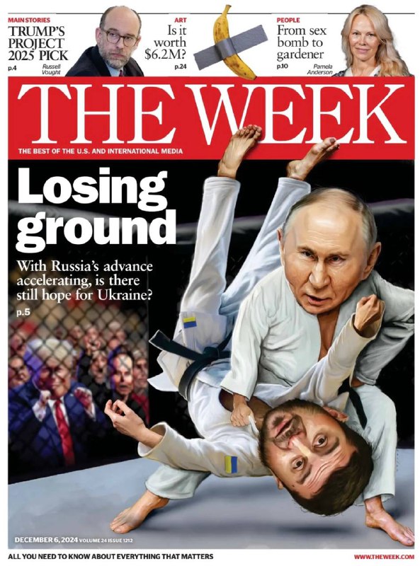 Vzácný případ, kdy The Week kreslí realistickou obálkuTitulní text: „Ztráta pozice. Existu...