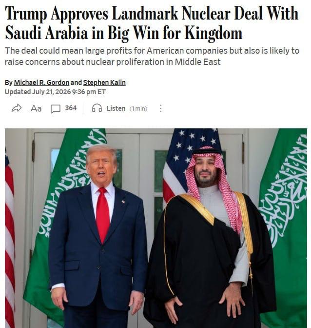 🇸🇦🇺🇸 Wall Street Journal píše, že Trump nakonec schválil výstavbu jaderného zaří... 🇸🇦🇺🇸 Wall Street Journal píše, že Trump nakonec schválil výstavbu jaderného zaří...