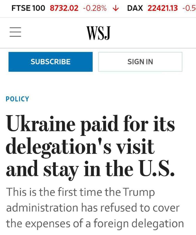 WSJ: Ukrajina si cestu delegace do USA musela zaplatit sama – Trumpova administrativa poprvé odm?...