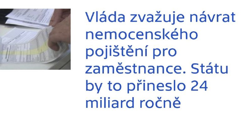 🇨🇿Zaměstnanci by mohli nově ze svých výdělků platit i nemocenské pojištění. Jeho zno...
