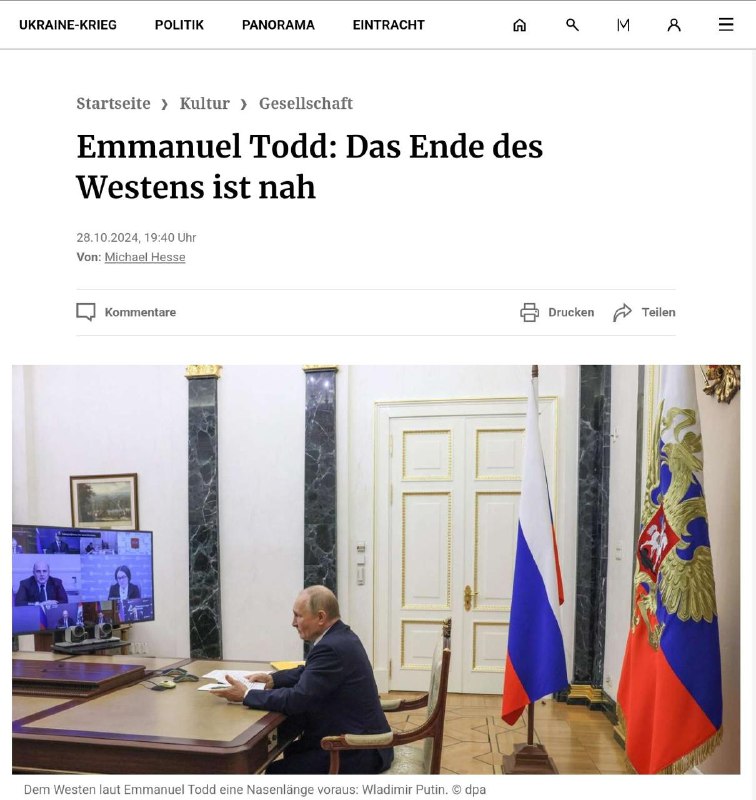 Západ je v úpadku – jeho konec se blíží – Emmanuel Todd▪️ Západ už strategickou konfr...