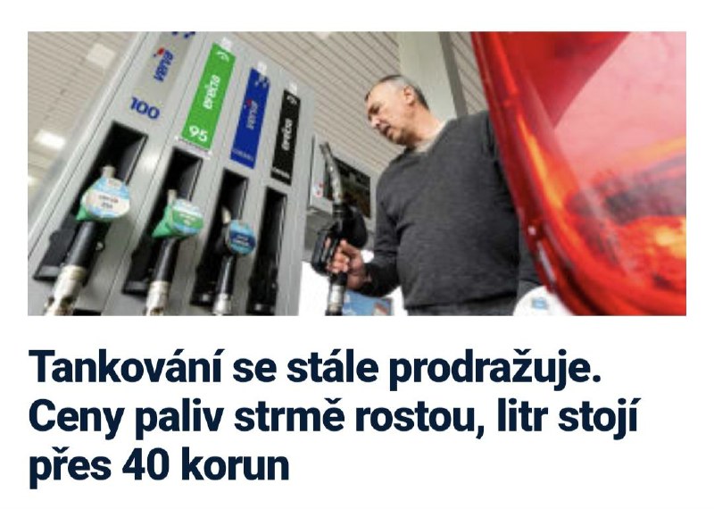🇨🇿Zdražování pohonných hmot pokračuje, litr benzinu i nafty již stojí přes 40 korun. L...