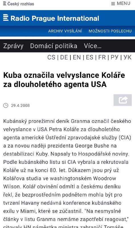 Ze pracuji stary i mlady Kolář pro americkou CIA vedi kubansti komuniste uz 16 let.. nejdriv se na...