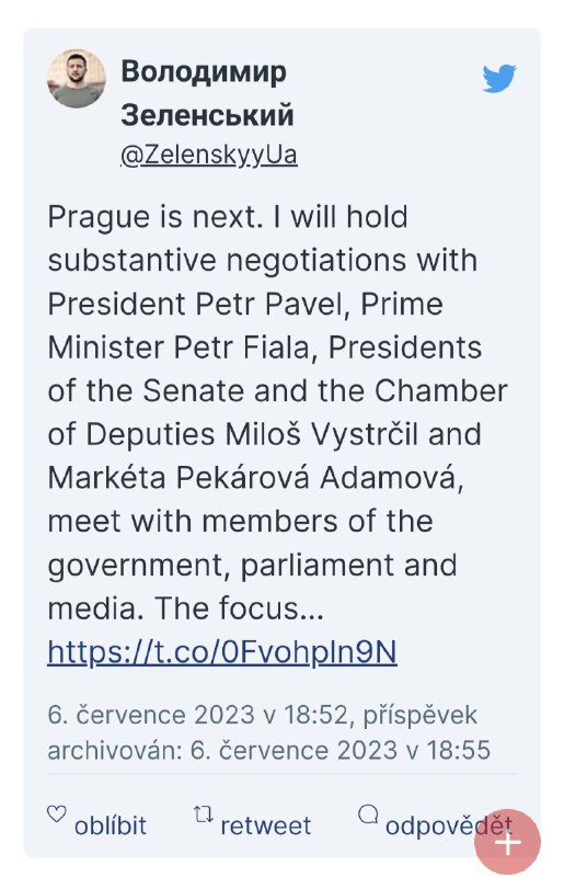 🇺🇦❤️🇨🇿Zelenskyj letí do Česka, bude jednat s prezidentem Pavlem i premiérem Fialo... 🇺🇦❤️🇨🇿Zelenskyj letí do Česka, bude jednat s prezidentem Pavlem i premiérem Fialo...