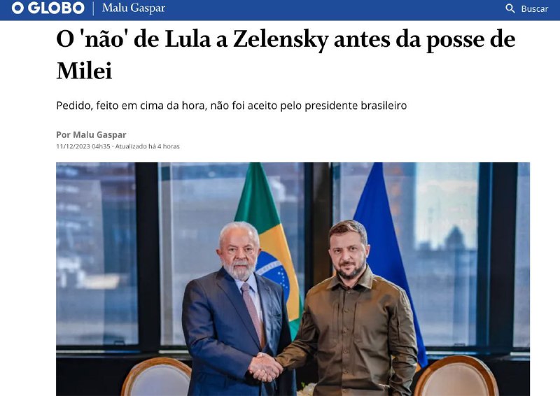🇧🇷❌🇺🇦 Zelenskyj se naléhavě pokusil setkat s brazilským prezidentem, ale podle mís...