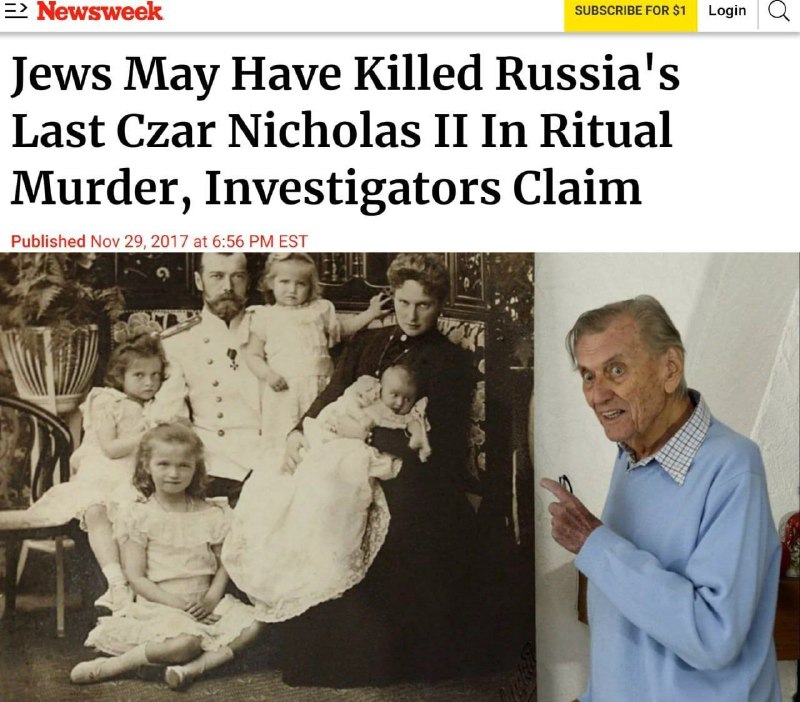 Židé možná zabili posledního ruského cara Mikuláše II. při rituální vraždě, tvrdí vyš...