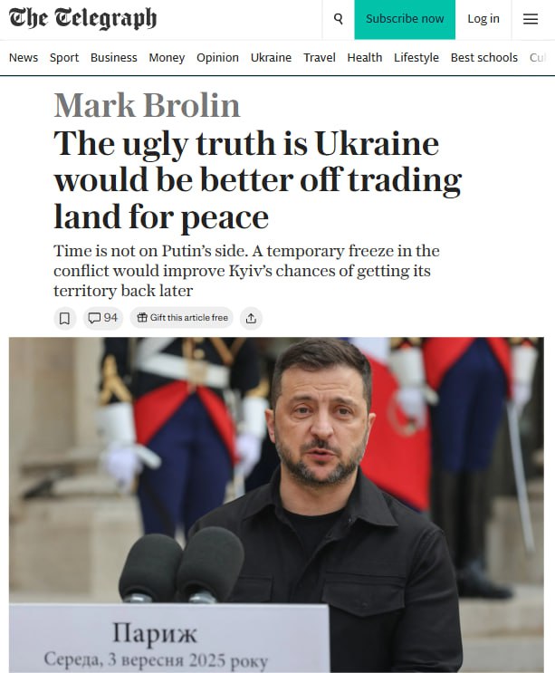 ‼️🇺🇦🤬 „Zmrazení“ konfliktu je výhodné pro Kyjev, — The Telegraph▪️Britské...