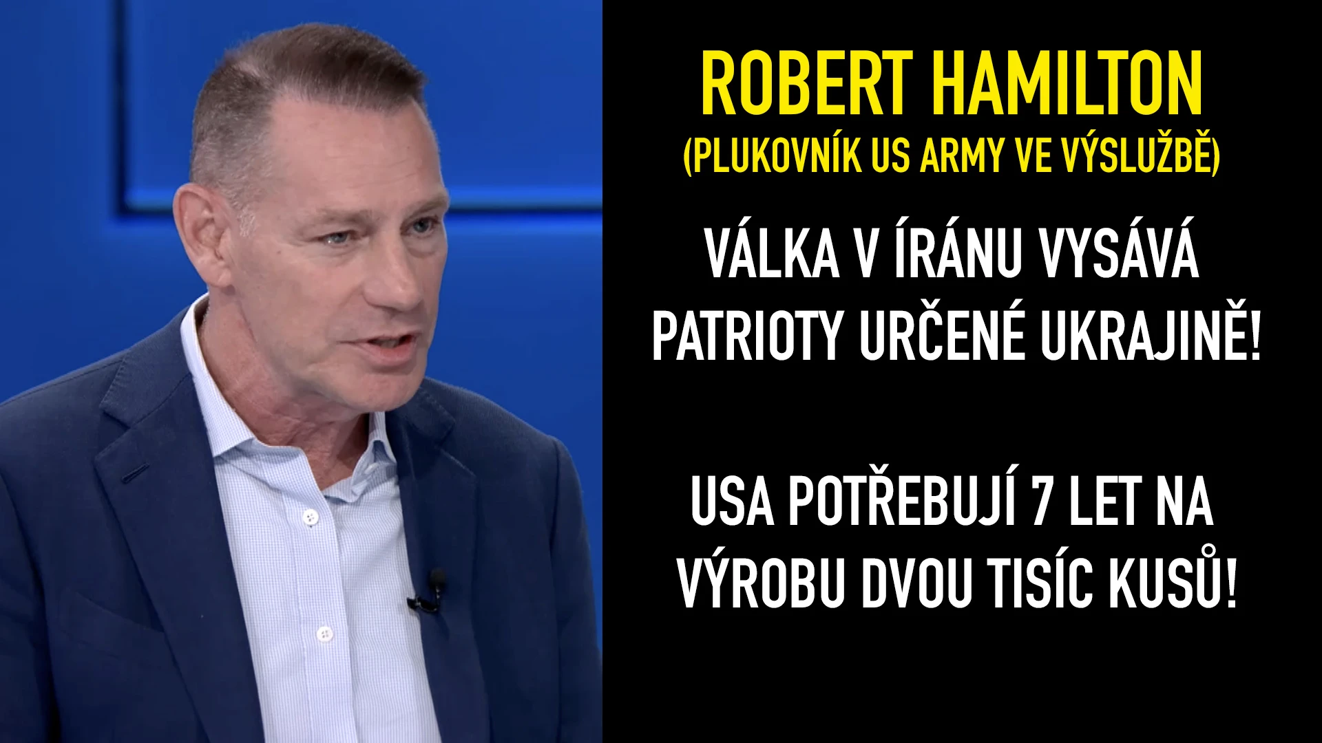Americký plukovník: Proč Evropa nemůže zachránit Ukrajinu před nedostatkem raket Patriot?