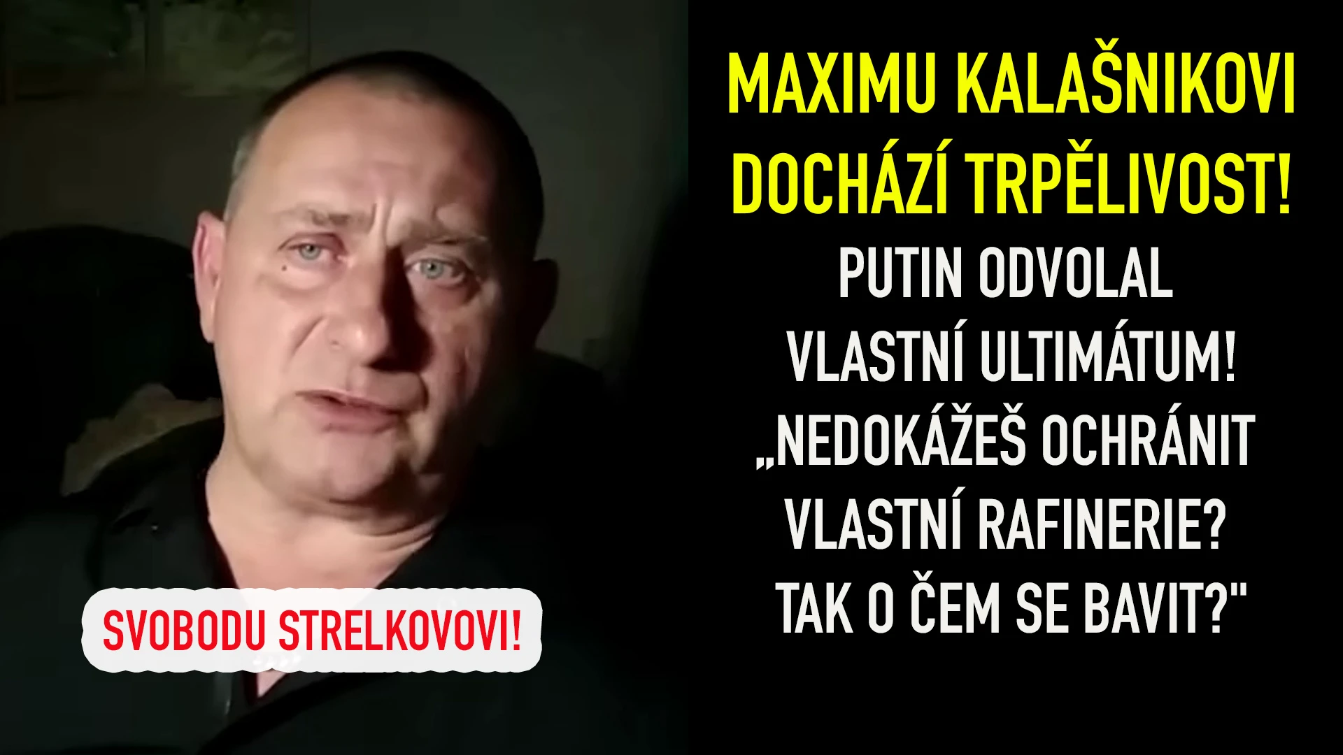 Kalašnikov : Rafinerie v plamenech, Krym zablokovaný, Kaliningrad v ohrožení a vedení nic nedělá!