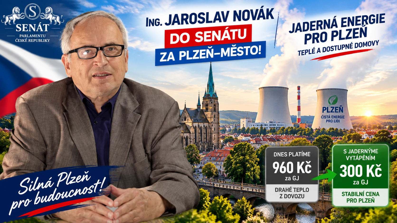 Kandidát do Senátu Ing. Jaroslav Novák  má plán jak zlevnit teplo o více než 300% pro Plzeň
