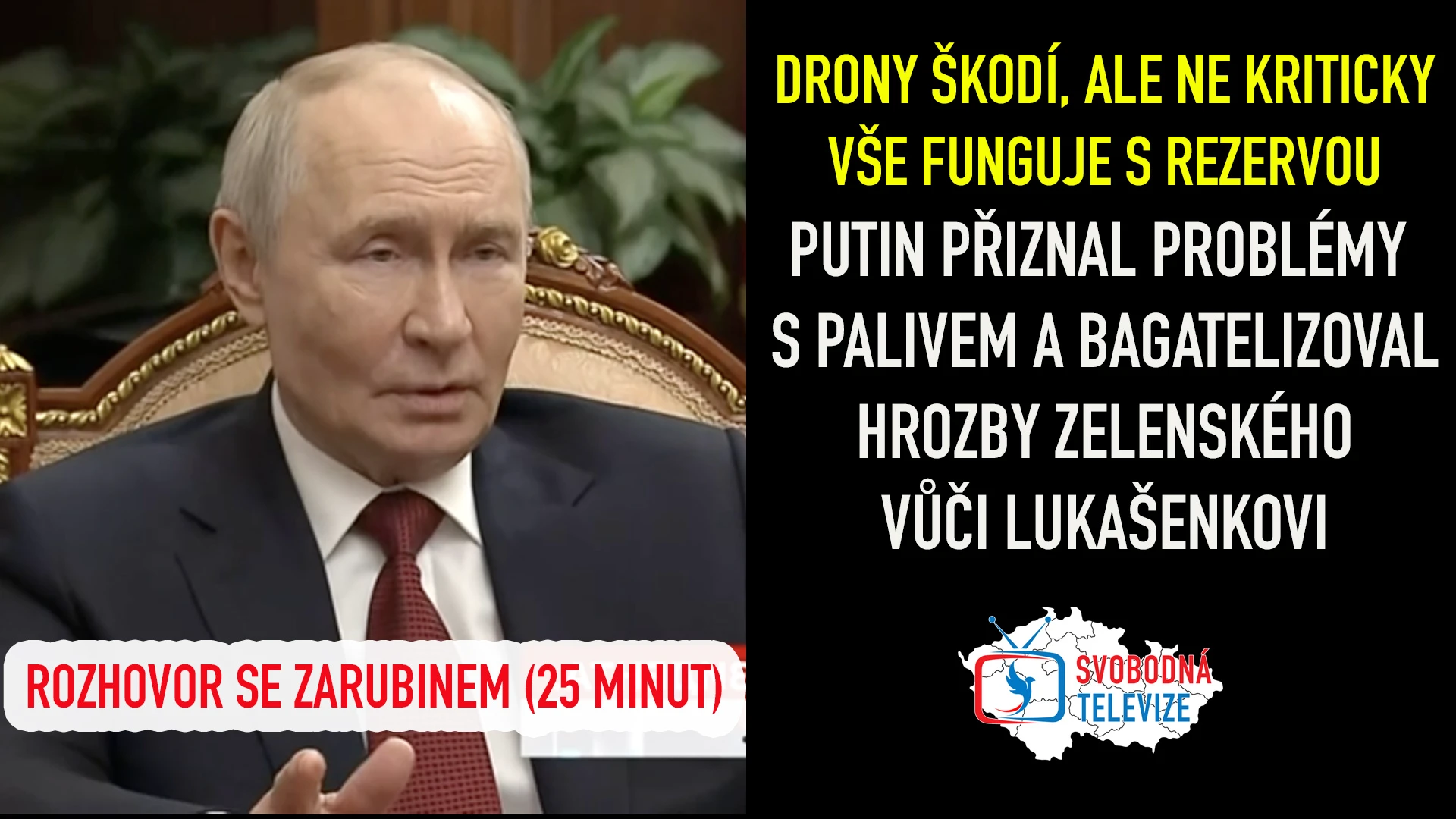 Putin v rozhovoru se Zarubinem: situace na frontě, Anchorage a jednání s Běloruskem
