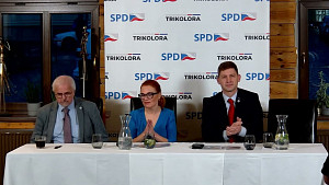 Předvolební debata SPD a Trikolora - Zuzana Majerová, Petr Mach, Ivan David, - Liberec 22. 2. 2024