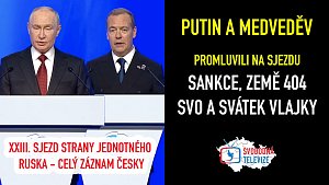 Putin o vítězství, Medveděv tvrdě o Ukrajině | sjezd Jednotného Ruska před zářijovými volbami