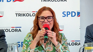 Z. Majerová, P. Mach a I. David - předvolební debata SPD a Trikolora - Kladno 7. 5. 2024