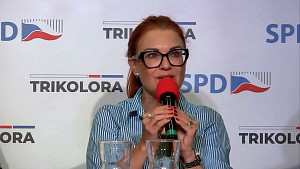 Z. Majerová, P. Mach, B. Latýn - předvolební debata SPD a Trikolora - Sokolov 31. 5. 2024