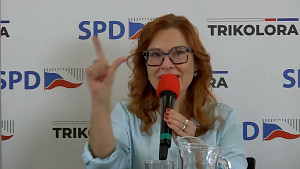 Z. Majerová, P. Mach - předvolební debata SPD a Trikolora - Kunovice 3. 6. 2024